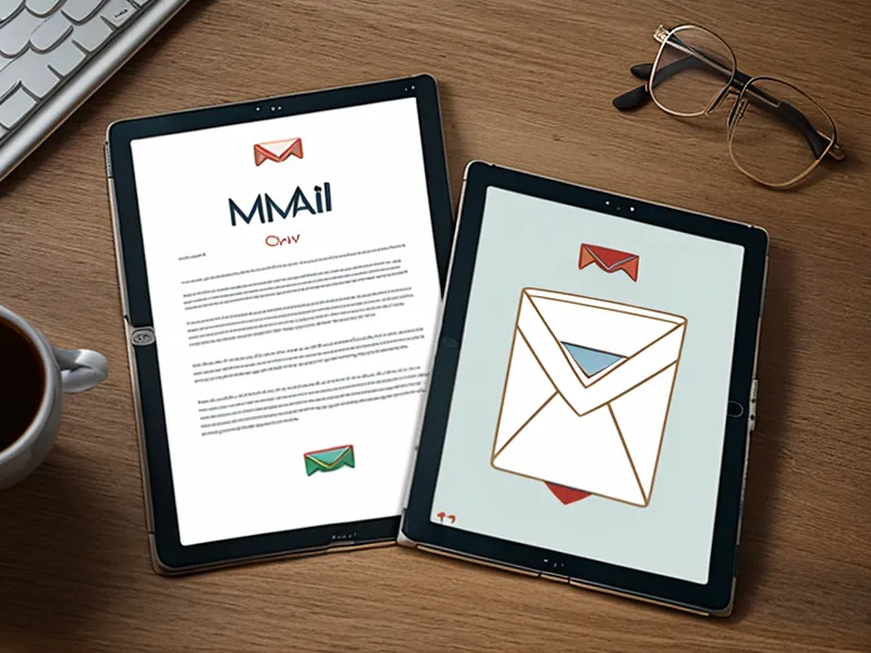 Vergleich zwischen einer komplexen HTML-Newsletter-Mail und einer einfachen Text-E-Mail.
